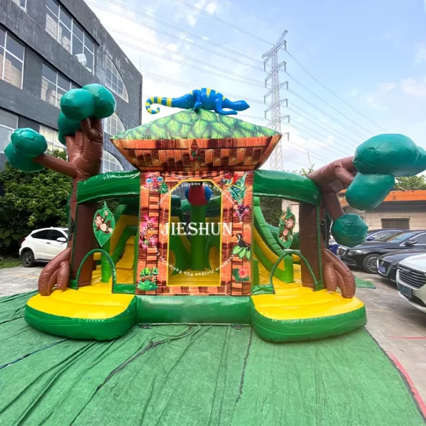 2024 Hot Sale Forest theme Inflatable Combo Castle Slide bouncy castle for kids