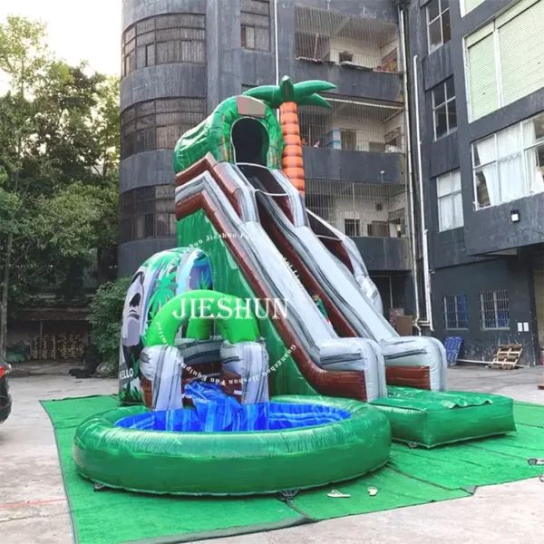 Commercial adult slide palm tree kids slide inflatable Water Slide with pool For kids and Adult - Image 2