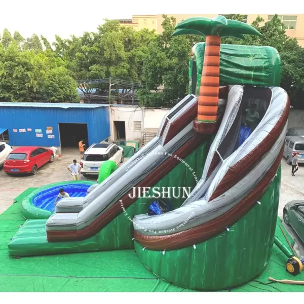 Commercial adult slide palm tree kids slide inflatable Water Slide with pool For kids and Adult - Image 3