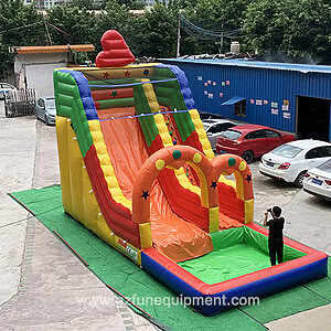 colorful inflatable love slide with pool