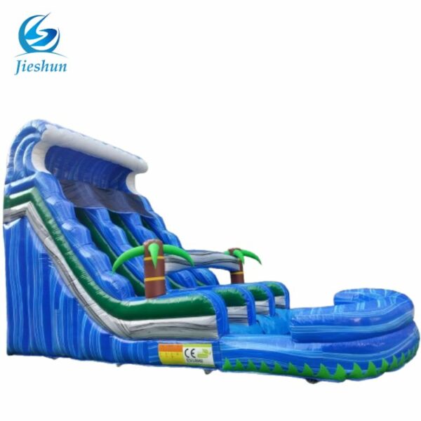 Commercial kids slide double lane tropical palm tree cheap inflatable Water Slide with pool For kids and Adult - Image 2