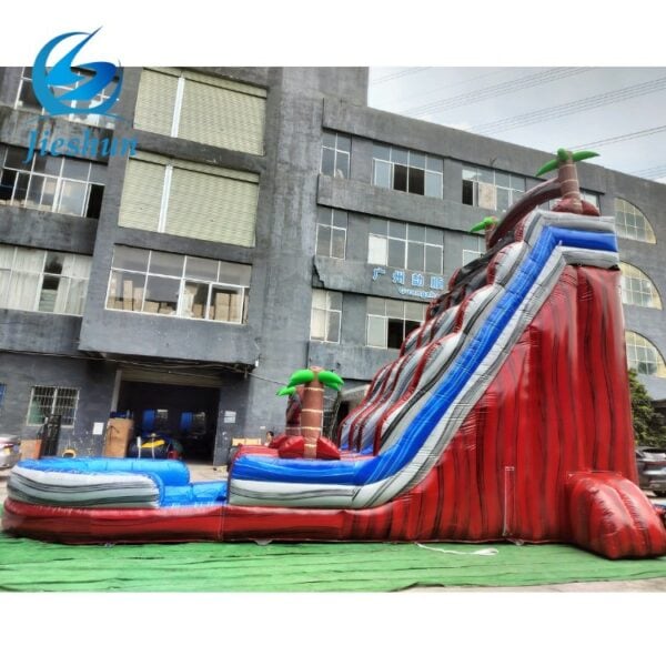 Commercial large jungle jumps Red wave dual lane waterslide inflatable water slide with pool Water Park for sale - Image 3