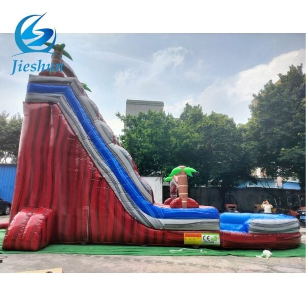 Commercial large jungle jumps Red wave dual lane waterslide inflatable water slide with pool Water Park for sale - Image 4