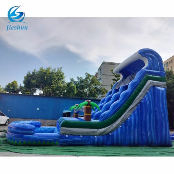 Commercial kids slide double lane tropical palm tree cheap inflatable Water Slide with pool For kids and Adult - Image 4