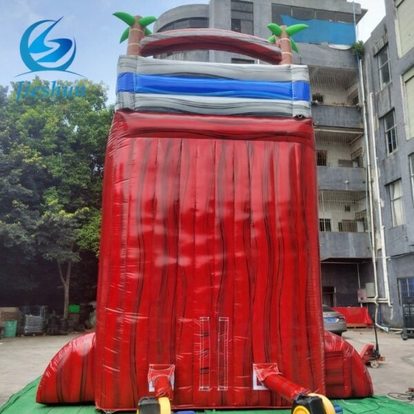 Commercial large jungle jumps Red wave dual lane waterslide inflatable water slide with pool Water Park for sale - Image 5
