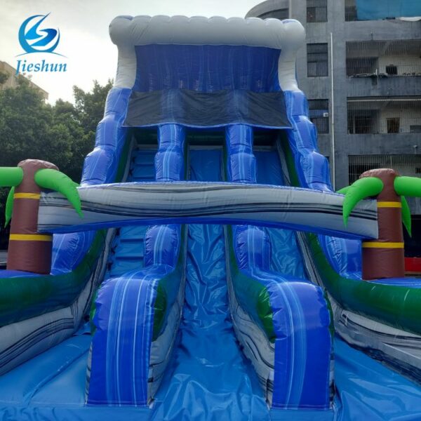 Commercial kids slide double lane tropical palm tree cheap inflatable Water Slide with pool For kids and Adult - Image 5