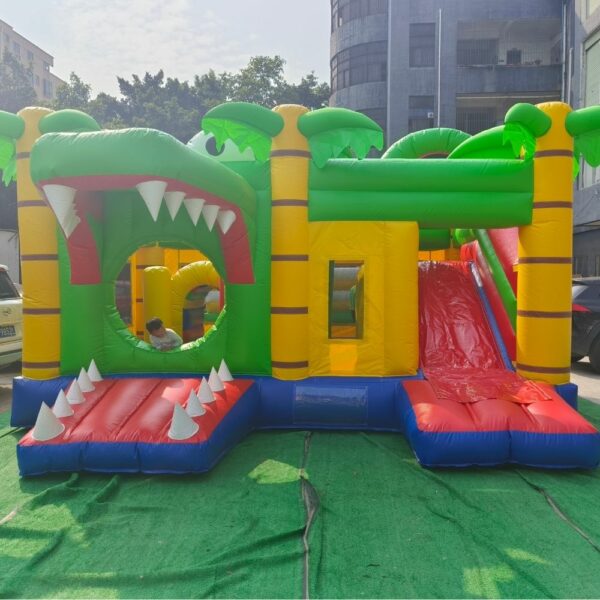 Commercial Outdoor Kids Bounce House Bouncer Combo with Slide Crocodile Jungle Inflatable Bouncy Jumping Castle