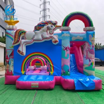 Outdoor Playground Home Use Inflatable Unicorn Bouncy Castle Jumping Bouncer House with Slide Inflatable Toys for Kids