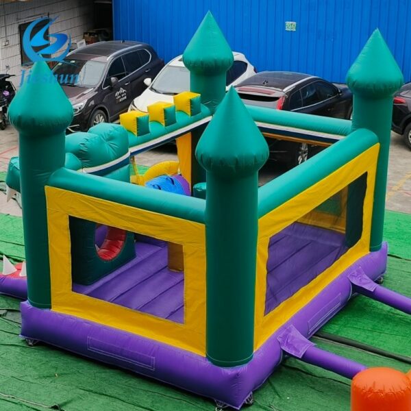 Custom pvc kids Jumping Bounce House combo with Slide castle inflatable dinosaur dark green bouncer - Image 4