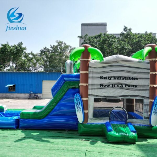 Backyard palm tree aire de jeux gonflable jumping bounce house combo inflatable bouncer slide with pool - Image 4
