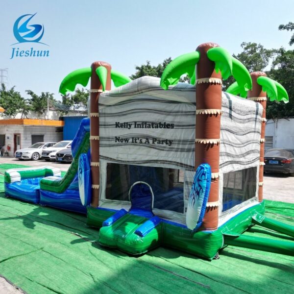 Backyard palm tree aire de jeux gonflable jumping bounce house combo inflatable bouncer slide with pool - Image 5