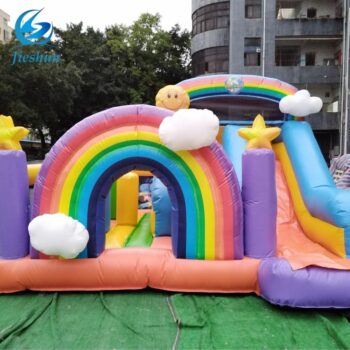Bounce bouncing bouncy house jumping castle slide inflatable castle rainbow and indoor amusement equipment for kids