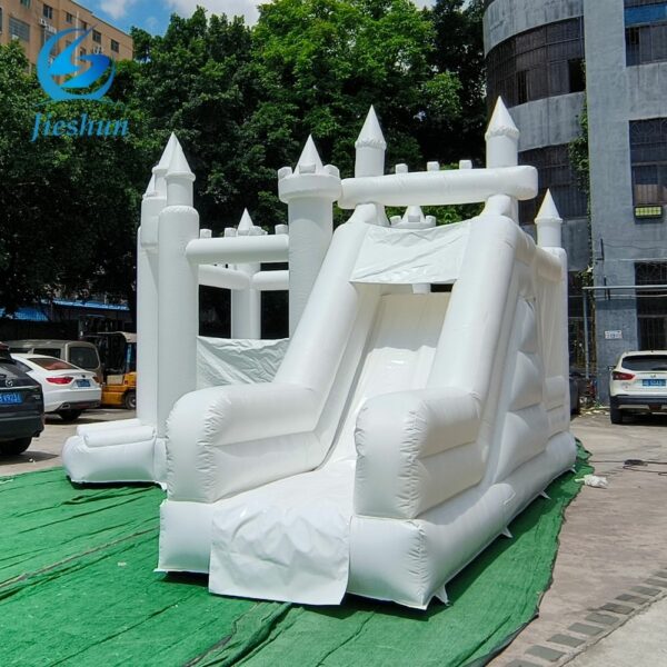 Commercial pvc white castle bounce house white castle princess wedding bounce house with slide for sale - Image 4