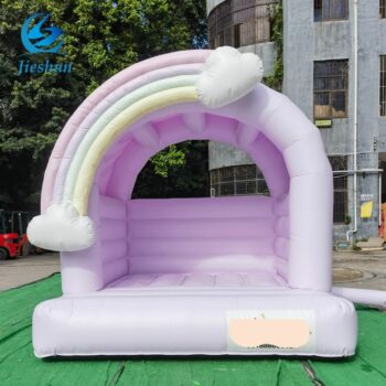 Wedding Party Inflatable Bounce House Trampoline Rainbow White Bounce House