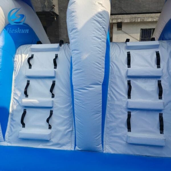 commercial inflatable blue wave spray bounce castle water slide bouncy combo with pool wet dry slide double dual lane slide for sale - Image 8