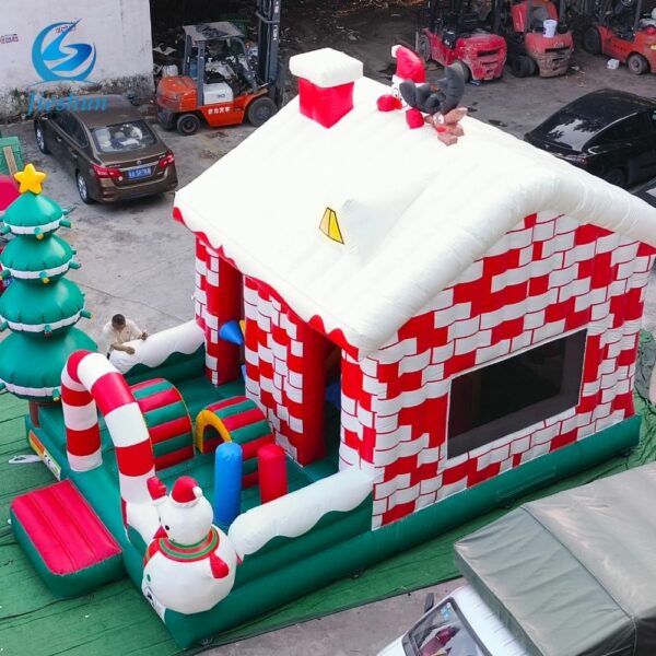 Commercial Christmas Inflatable Bounce House Inflatable Bouncy Castle With Slide Combo For Sale