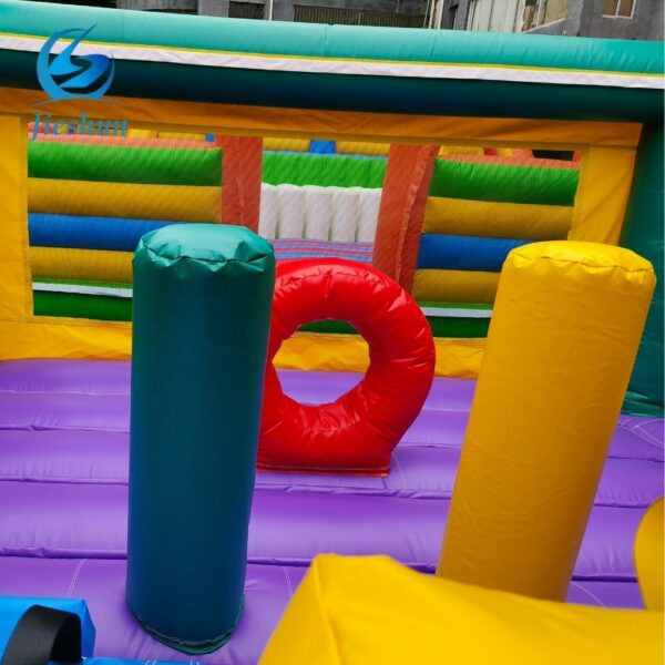 Custom pvc kids Jumping Bounce House combo with Slide castle inflatable dinosaur dark green bouncer - Image 6