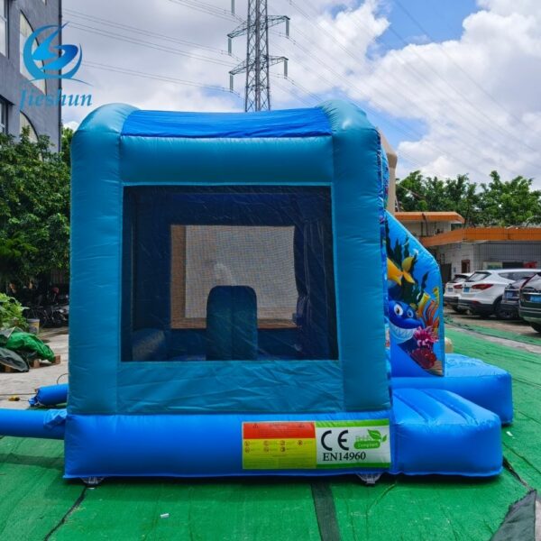 Deep blue fish inflatable bouncer Factory high quality bounce house with slide Jumping Bouncer Castle Combo for partyrentals - Image 4