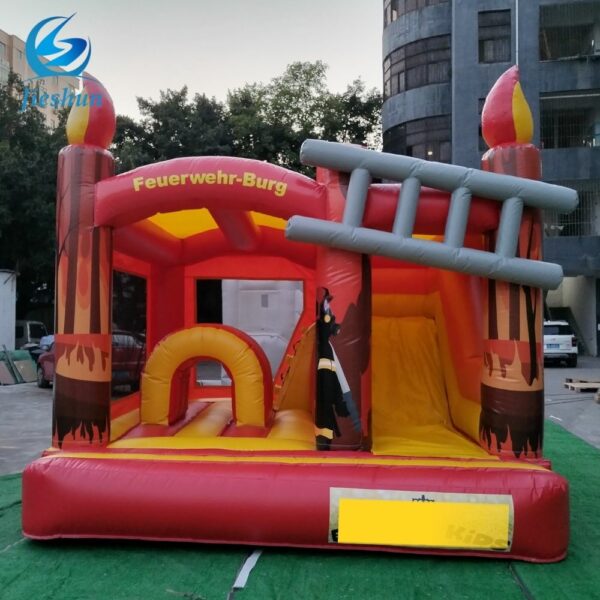 kids party inflatable fire theme commercial  fire truck bounce house jumping combo with slide