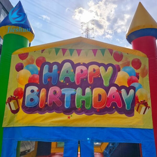 Happy birthday pvc inflatable jumping bounce castle for kids inflatable bouncer house with slide for party events - Image 4