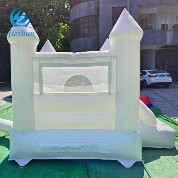 PVC  Small Pastel White Bounce House event Castle Inflatable Bouncer with Blower for Playgrounds and Parties - Image 5