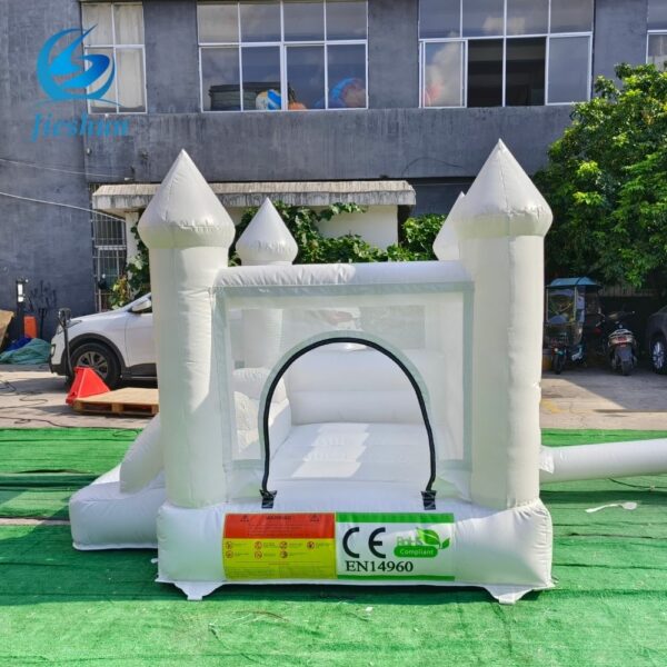 PVC  Small Pastel White Bounce House event Castle Inflatable Bouncer with Blower for Playgrounds and Parties - Image 2
