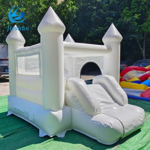 PVC  Small Pastel White Bounce House event Castle Inflatable Bouncer with Blower for Playgrounds and Parties