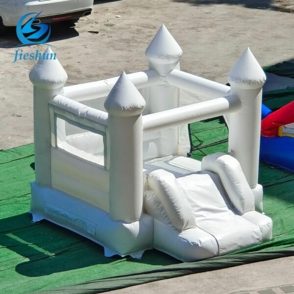 PVC  Small Pastel White Bounce House event Castle Inflatable Bouncer with Blower for Playgrounds and Parties - Image 4