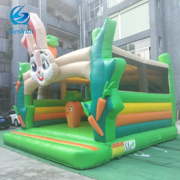 Commercial kids PVC inflatable jumping bouncy castle rabbit carrot theme inflatable bounce house for sale - Image 2