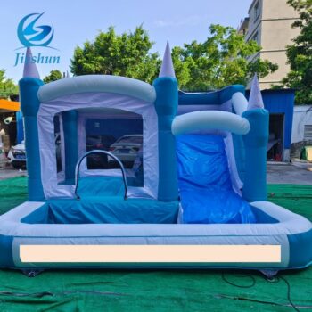 Kids Inflatable blue Bounce House Jumper Bouncer Jumping Bouncy Castle Water Slide with pool