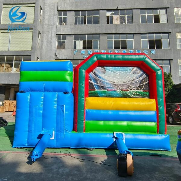 High quality Football style inflatable bounce house slide combination with game inflatable trampoline - Image 5
