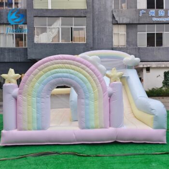 Children Rainbow Bouncy Castle Jumping Bounce House Kids Party Equipment Rentals