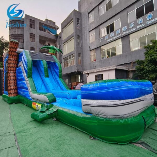 Outdoor Playground Adult Commercial Palm Tree Blue Inflatable Water Slide PVC Inflatable Bounce House Waterslide For Sale