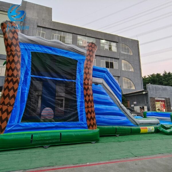 Outdoor Playground Adult Commercial Palm Tree Blue Inflatable Water Slide PVC Inflatable Bounce House Waterslide For Sale - Image 5