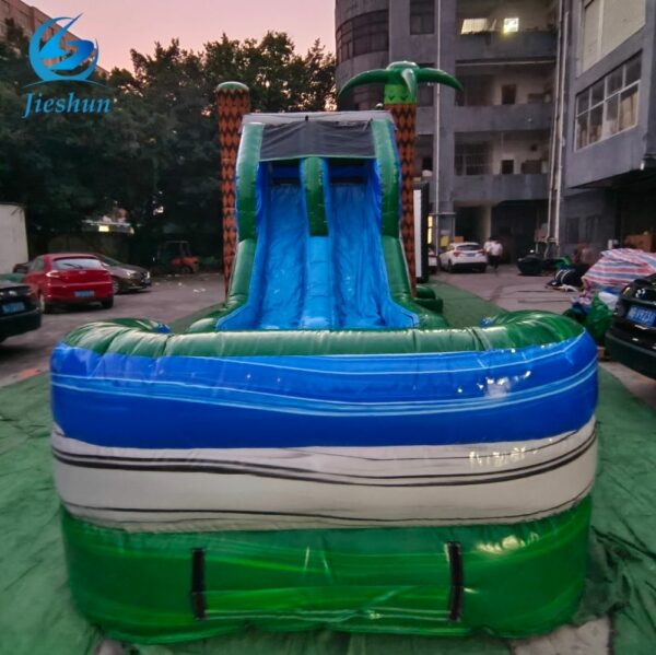 Outdoor Playground Adult Commercial Palm Tree Blue Inflatable Water Slide PVC Inflatable Bounce House Waterslide For Sale - Image 2