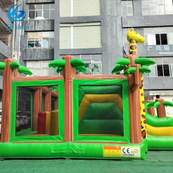 Jungle forest inflatable trampoline commercial inflatable bounce house with slide bouncy castle for rental inflatable slide - Image 4