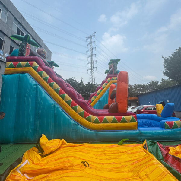 Vibrant Tiki Tropical Inflatable Water Slide | 3-Lane Summer Adventure Ride - Image 5